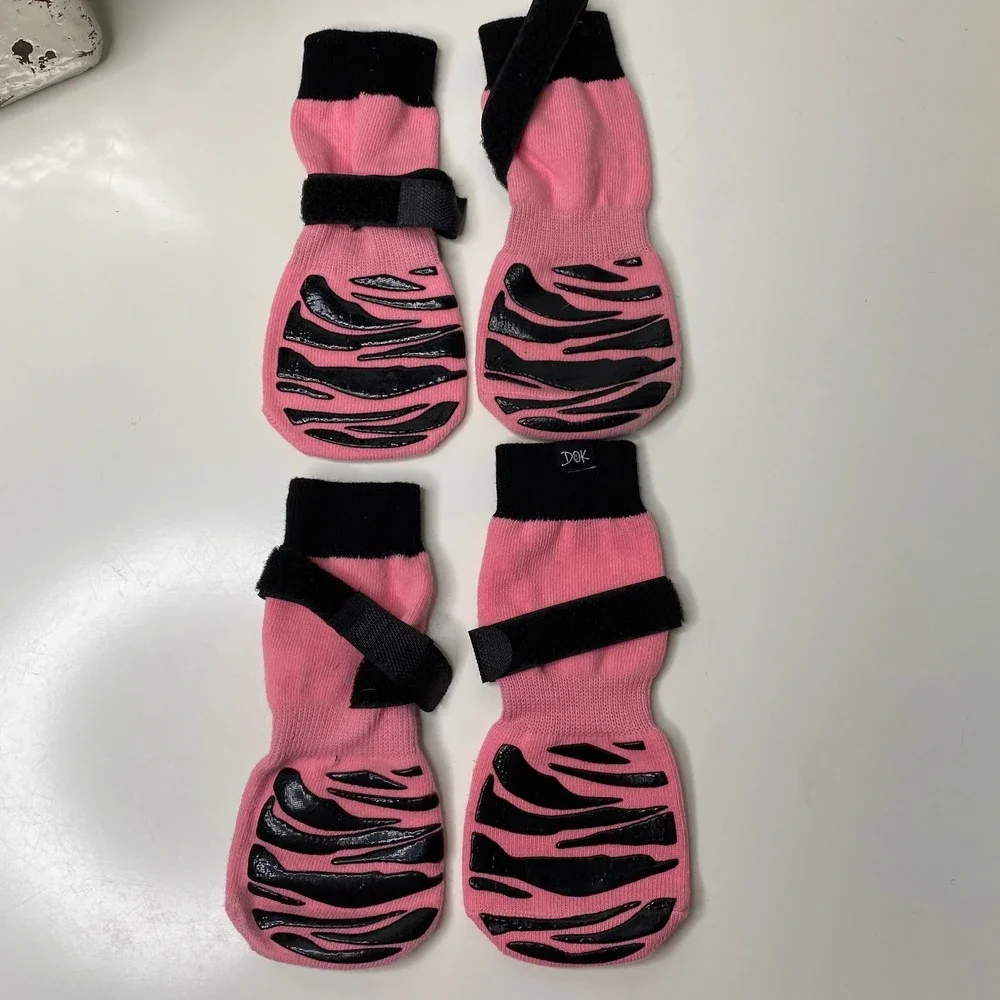 DOK TigerToes Premium‎ Non-Slip  Dog Socks Sassy Pink XL